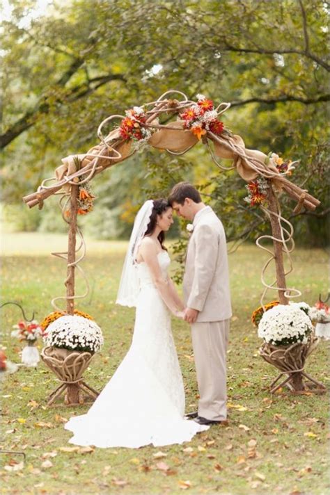 fall wedding arch decorations|simple rustic wedding arch.